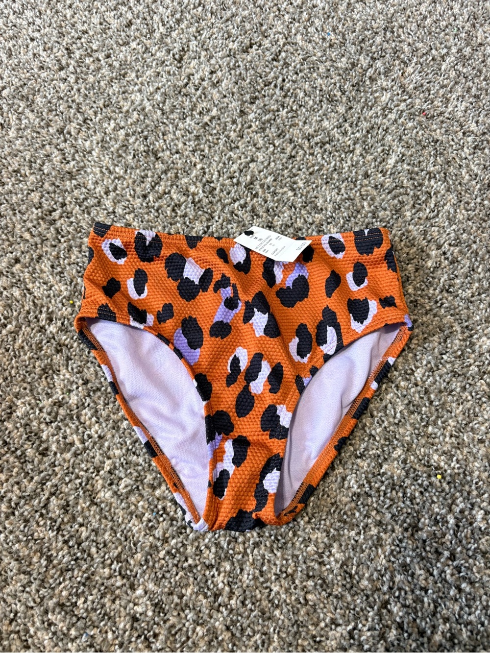 Target Orange Leopard Print High-Waist Kids Swim Bottoms